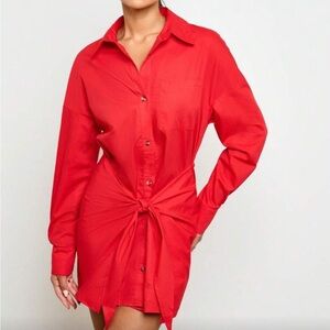Red Button-Up Mini Dress